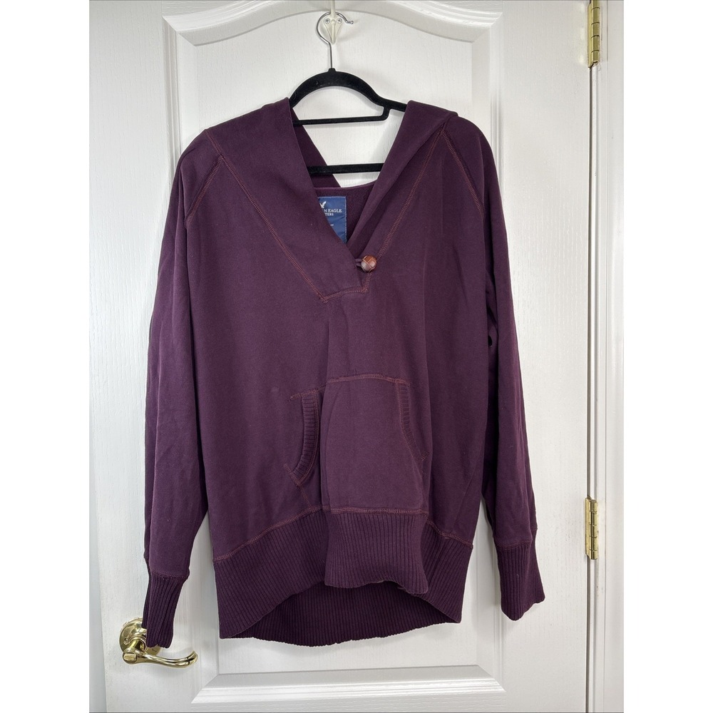 American Eagle Mens XXL Hoodie Plum Purple Crossover Toggle Pullover Mallcore